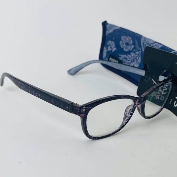 RG0057 Foster Grant Ready To Wear Purple Kayleen Reading Glasses (+1.50) w/ Case - Picture 7 of 7
